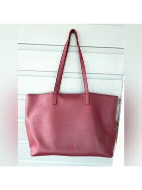 Away the latitude tote in ruby maroon wine burgundy leather travel bag carry on